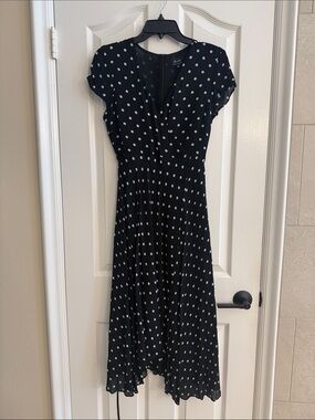 Bardot Black Midi Dress with White Polka Dots